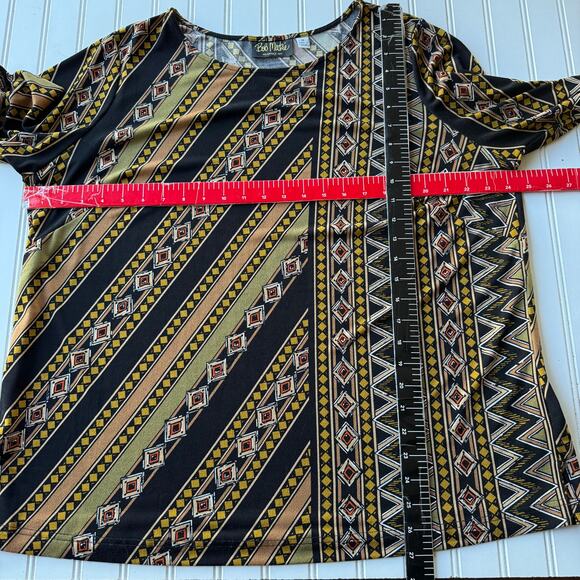 Bob Mackie Size 1X Geometric print boat neck top - Picture 8 of 9